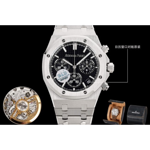 Audemars Piguet Royal Oak Chrono 26240 SS BLS 1:1 Best Edition Black Dial SS Bracelet Super Clone DD4401