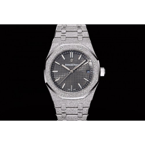 Audemars Piguet Royal Oak 41mm 15500 Frosted SS OMF 1:1 Best Edition Gray Textured Dial on Frosted SS Bracelet SA4302 Super Clon