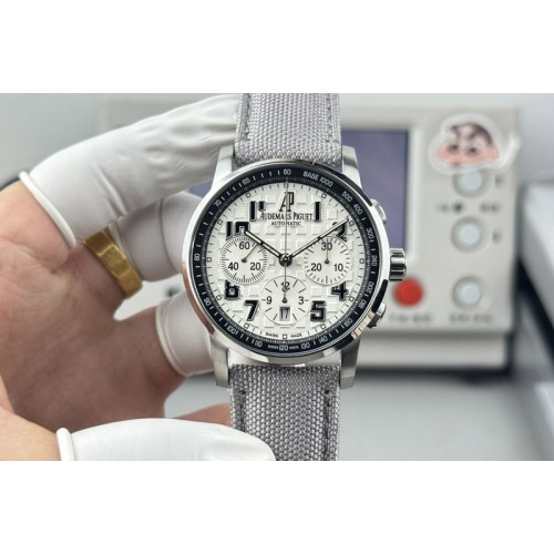 Audemars Piguet Code 11.59 SS 41mm White Dial on Gray Nylon Strap A7750