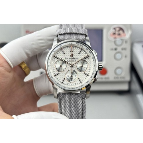 Audemars Piguet Code 11.59 SS 41mm White Dial on Gray Nylon Strap A7750