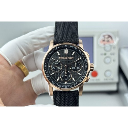 Audemars Piguet Code 11.59 RG 41mm Black Dial on Black Nylon Strap A7750