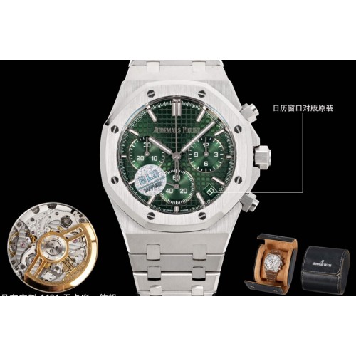 Audemars Piguet Royal Oak Chrono 26240 SS BLS 1:1 Best Edition Green Dial SS Bracelet Super Clone DD4401
