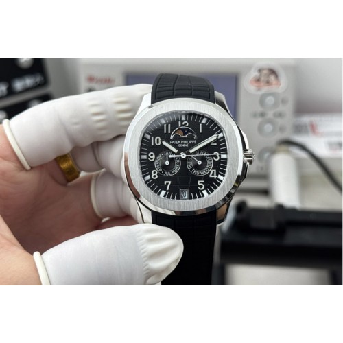 Patek Philippe Aquanaut 5261R-001 SS 3KF Best Edition Black Dial on Black Rubber Band M9015