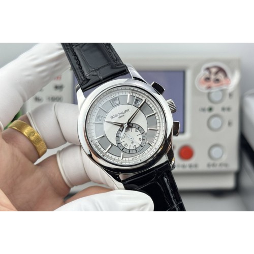 Patek Philippe Annual Calendar Complications 5205R SS 3KF Best Edition White dial on Black leather strap A324