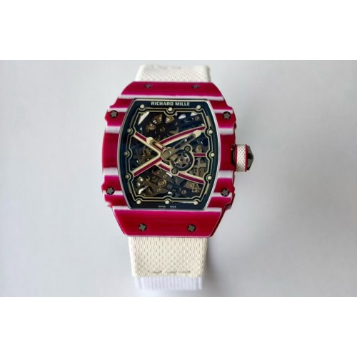 Richard Mille AVF RM67-02 Qatar Red NTPT Spain Skeleton Dial on White Elastic strap CRMA7 Clone
