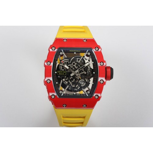 Richard Mille RM035-02 Real Red NTPT ZF 1:1 Best Edition Skeleton Dial On Yellow Rubber Strap Real Super Clone RMAL1 V7