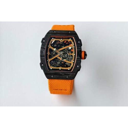Richard Mille AVF RM67-02 McLaren Black NTPT Spain Skeleton Dial on Orange Elastic strap CRMA7 Clone