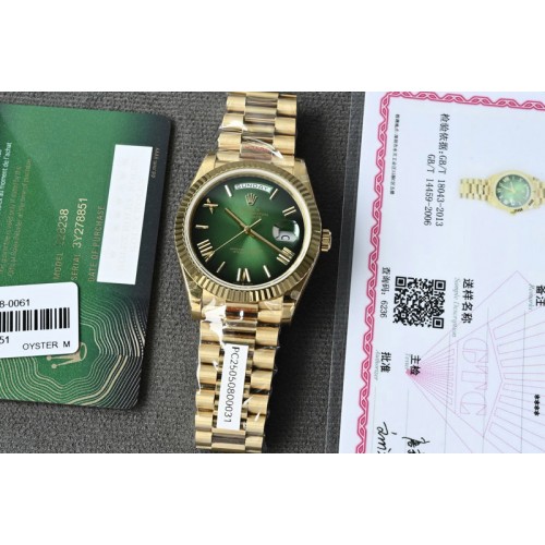Rolex Day Date 18K Yellow Gold Wrapped(5um) 1:1 Best Edition Green Dial on Swiss ETA-2836(180g) Rolex Day Date 18K Yellow Gold Wrapped(5um) 1:1 Best Edition Green Dial on Swiss ETA-2836(180g)