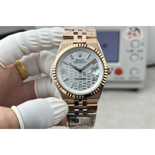Rolex Land Dweller 127335 Gain Weight RG B Factory White Dial On RG Bracelet A7135(164g)