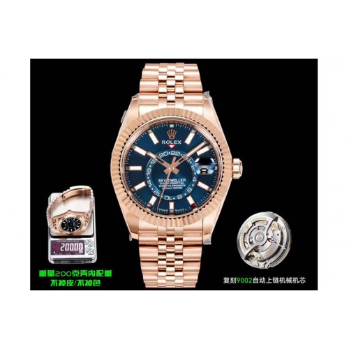 Rolex Skydweller 336935 RG Arf 1:1 Best Edition Blue Dial on RG Jubilee Bracelet A9002(200g)