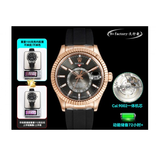 Rolex Skydweller 336235 RG N+ Factory Best Edition Gray Dial on Oysterflex Strap A9002(165g)