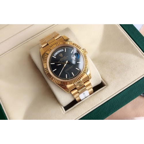 Rolex Day Date 18K Yellow Gold Wrapped(5um) 1:1 Best Edition Black Dial on Swiss ETA-2836 Rolex Day Date 18K Yellow Gold Wrapped(5um) 1:1 Best Edition Black Dial on Swiss ETA-2836