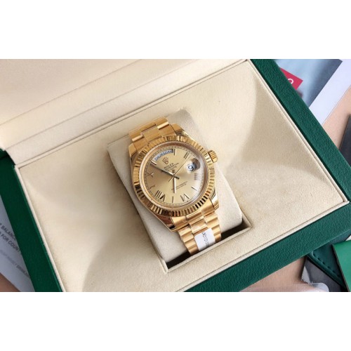 Rolex Day Date 18K Yellow Gold Wrapped(5um) 1:1 Best Edition Gold Dial on Swiss ETA-2836
