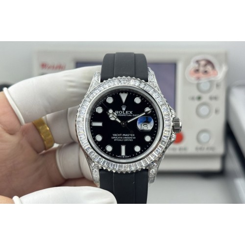 Rolex Yacht-Master 226679TBR Gain Weight FH 1:1 Best Edition Black Dial Diamond Bezel On Oysterflex Strap Cal.3235(158g)