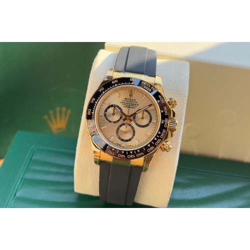 Rolex Daytona 126518 C1 1:1 Best Edition Gold Dial Gold Subdial Stick Marker On Oysterflex Strap DD4131 Rolex Daytona 126518 C1 1:1 Best Edition Gold Dial Gold Subdial Stick Marker On Oysterflex Strap DD4131