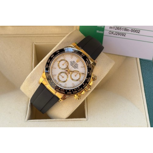 Rolex Daytona 126518 C1 1:1 Best Edition White Dial White Subdial Stick Marker On Oysterflex Strap DD4131 Rolex Daytona 126518 C1 1:1 Best Edition White Dial White Subdial Stick Marker On Oysterflex Strap DD4131