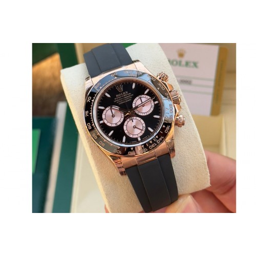 Rolex Daytona 126515 C1 1:1 Best Edition Black Dial RG Subdial Stick Marker On Oysterflex Strap DD4131 Rolex Daytona 126515 C1 1:1 Best Edition Black Dial RG Subdial Stick Marker On Oysterflex Strap DD4131