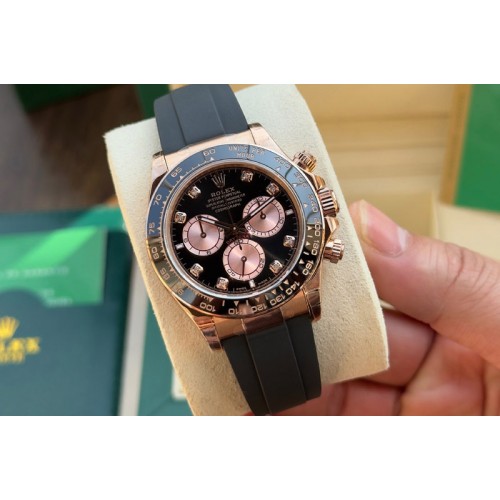 Rolex Daytona 126515 C1 1:1 Best Edition Black Dial RG Subdial Diamond Marker On Oysterflex Strap DD4131 Rolex Daytona 126515 C1 1:1 Best Edition Black Dial RG Subdial Diamond Marker On Oysterflex Strap DD4131