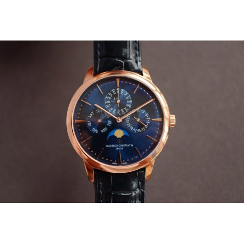 Vacheron Constantin  Patrimony Contemporaine 43175 MX 1:1 Best RG Blue Dial on Blue Leather Strap Cal.1120QP