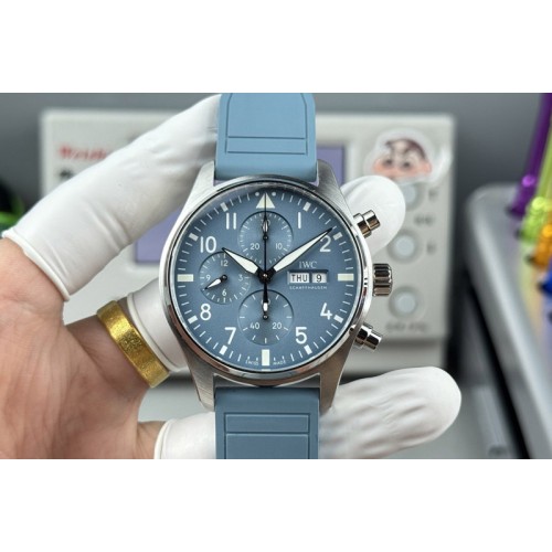 IWC Pilot Chrono IW389409 1:1 Best Edition Blue Dial on Blue Rubber Strap SA69385 Super Clone