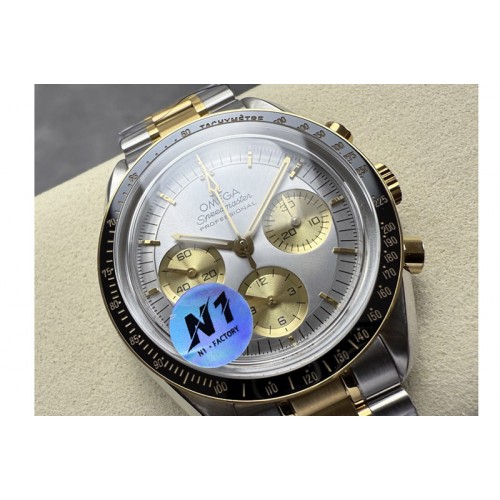 Omega Speedmaster Professional SS/YG N1F Best Edition Silver Dial Gold Subdial On SS/YG Bracelet Asian 3861