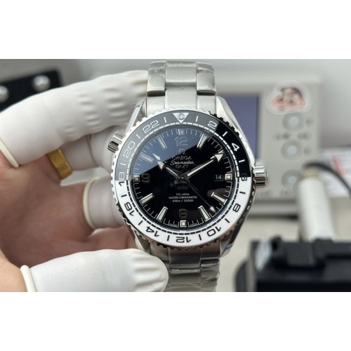 Omega Planet Ocean GMT 43.5mm "Tai Chi" VSF 1:1 Best Edition Black Dial on SS Bracelet A8906 Super Clone