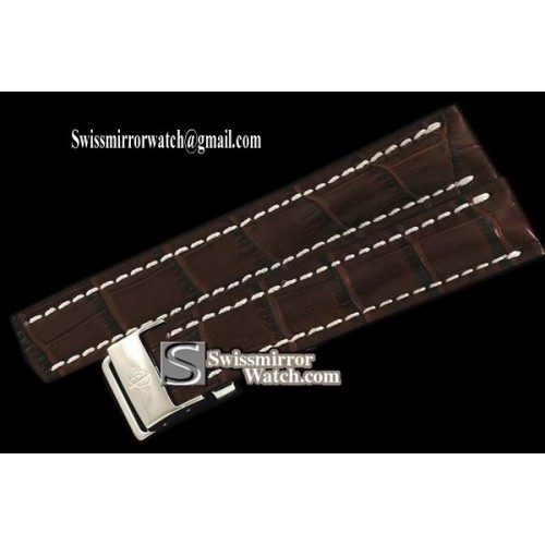 Replica Breitling Leather strap Brown W/Deployant - For 47/49mm watches