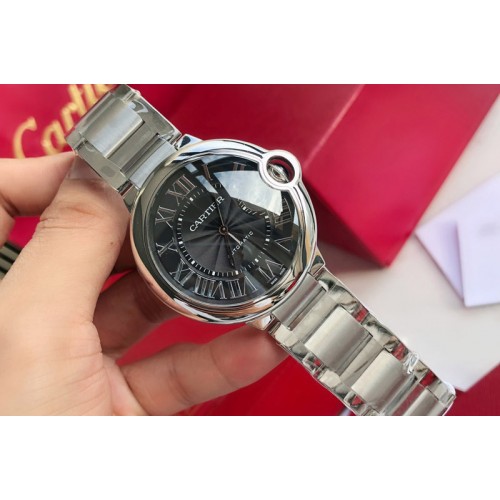 Cartier Ballon Bleu 42mm SS 1:1 Best Edition Black Texture Dial on SS Bracelet Swiss eta 2824