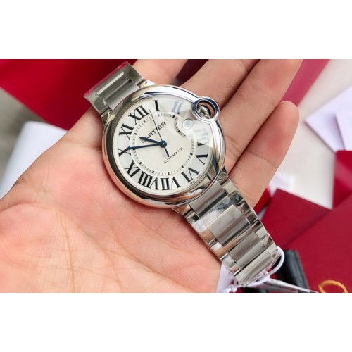 Cartier Ballon Bleu 42mm SS 1:1 Best Edition White Texture Dial on SS Bracelet Swiss eta 2824