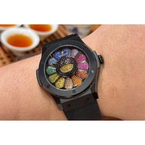 Hublot 507.CX.9000.RX.TAK21 Classic Fusion Takashi Murakami Ceramic on Black Rubber Band Hub1214
