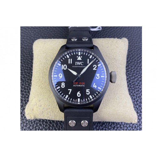 IWC Big Pilot IW329801 Real Ceramic M+F 1:1 Best Edition Black Dial on Black Rubber Strap SEIKO 8N-24