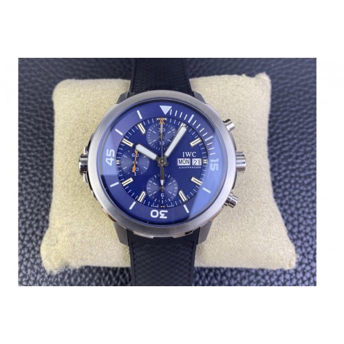 IWC Aquatimer Chrono SS V6SF 1:1 Best Edition Blue Dial on Black Rubber Strap A7750