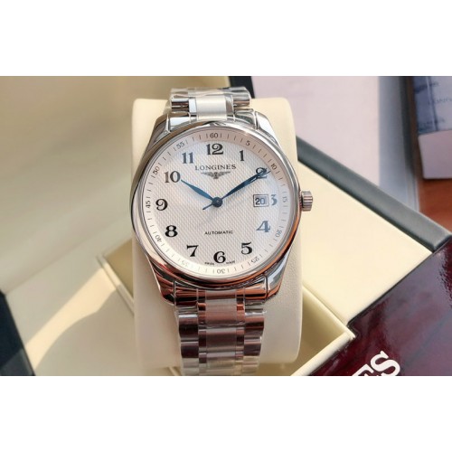 Longines Master Day Date SS 1:1 Best Edition White Textured Dial on SS Bracelet SW200