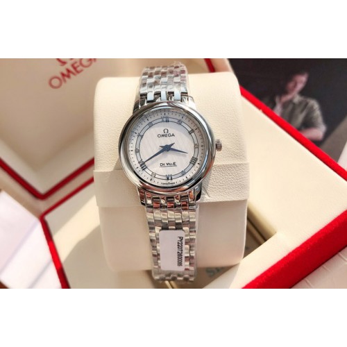 Omega De Ville SS 28mm White Dial Real Diamond on SS Bracelet EAT1376