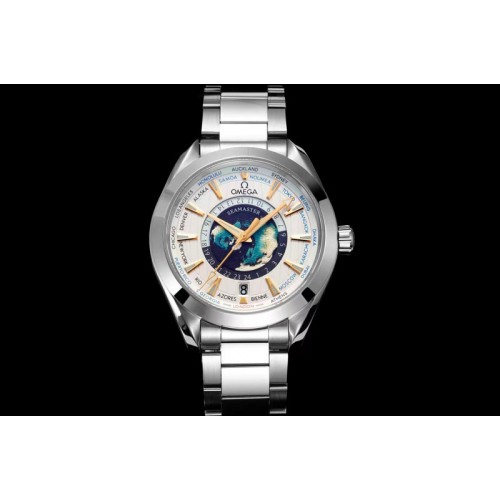 Omega Aqua Terra Worldtimer VSF 1:1 Best Edition White Dial on SS Bracelet A8938 Super Clone