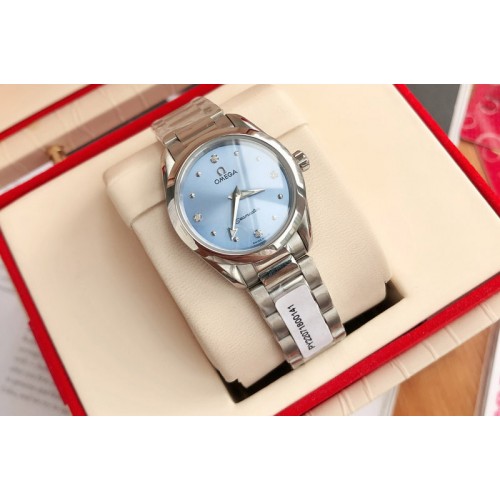 Omega De Ville RG/YG/SS 28mm Pink/Blue/White/Black Dial Diamond Bezel on SS Bracelet Swiss Quartz