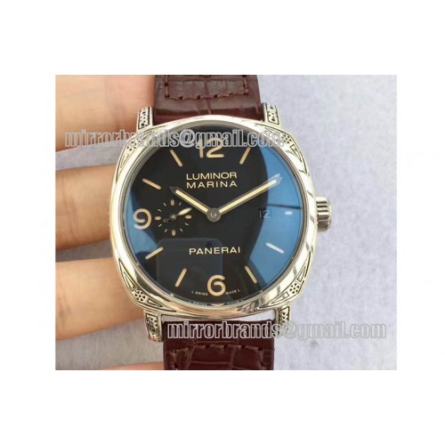 Panerai PAM 1312 S ZF 1:1 Best Edition Black Dial on Black Leather Strap ZF P9010