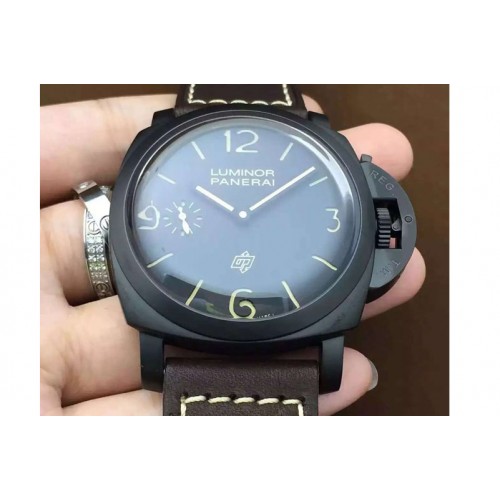 Panerai PAM 617 R Luminor 1950 DLC V6F California Dial Sapphire Crystal on Thick Brown Leather Strap P3000