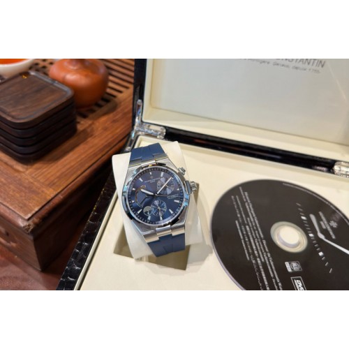 Vacheron Constantin Overseas Dual Time Power Reserve TWA Best Edition Blue Dial on Blue Rubber Strap A1222