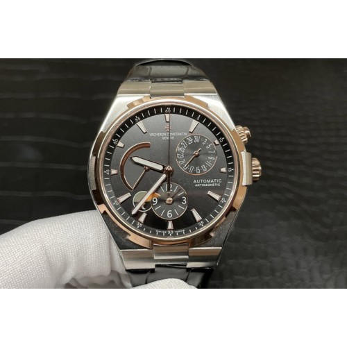 Vacheron Constantin Overseas Dual Time Power Reserve RG TWA Best Edition Black Dial on Black Rubber Strap A1222