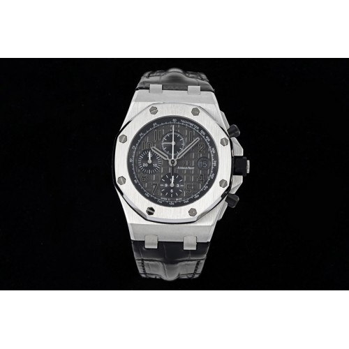 Audemars Piguet Royal Oak Offshore 42mm SS APF 1:1 Best Edition Gray Dial on Black Leather Strap A3126