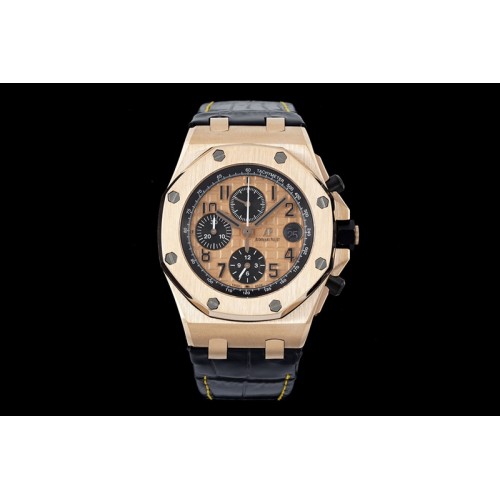 Audemars Piguet Royal Oak Offshore 42mm RG APF 1:1 Best Edition RG Dial on Black Leather Strap A3126