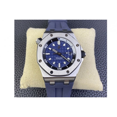 Audemars Piguet Royal Oak Offshore Diver 15720 SS ZF 1:1 Best Edition Blue Dial on Blue Rubber Strap A4308