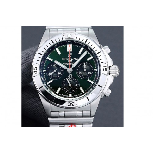 Breitling Chronomat B01 42mm SS TF 1:1 Best Edition Green Dial on SS Bracelet A7750