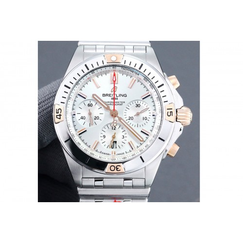 Breitling Chronomat B01 42mm SS TF 1:1 Best Edition Silver Dial on SS Bracelet A7750