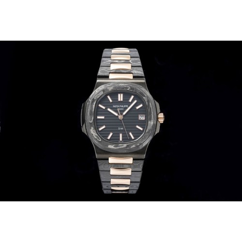 Patek Philippe Nautilus 5711 DIW Carbon DIWF 1:1 Best Edition Black Textured Dial on Carbon/RG Bracelet 324CS
