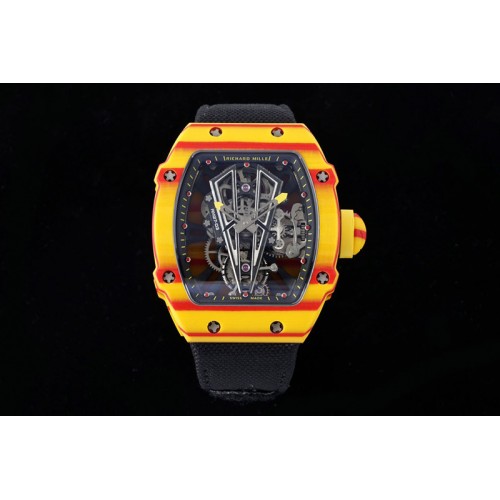 Richard Mille RM027-03 Real Tourbillon RMF Best Edition Orange/Red Carbon Skeleton Dial on Black Nylon Strap