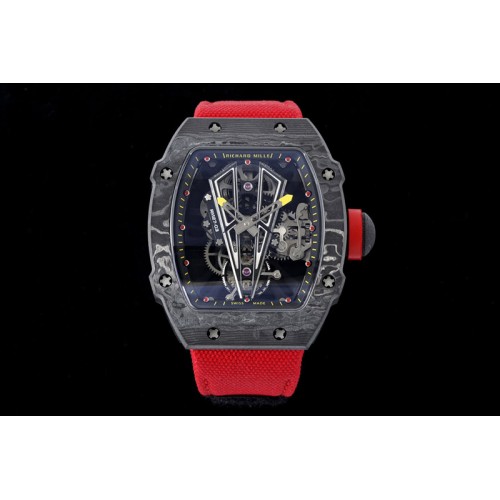 Richard Mille RM027-03 NTPT Real Tourbillon RMF Best Edition Skeleton Dial on Red Nylon Strap