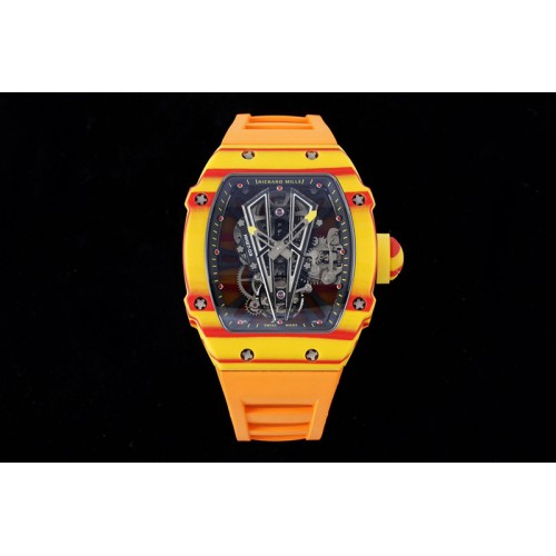 Richard Mille RM027-03 Real Tourbillon RMF Best Edition Orange/Red Carbon Skeleton Dial on Orange Rubber Strap