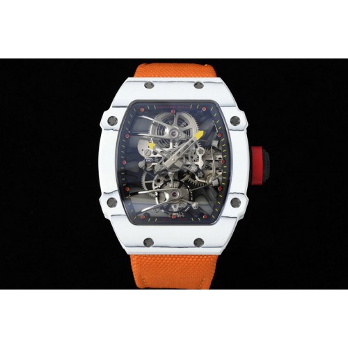 Richard Mille RM027-02 Nadal Real Tourbillon RMF Best Edition White Forge Carbon Black Inner Bezel on Orange Nylon Strap
